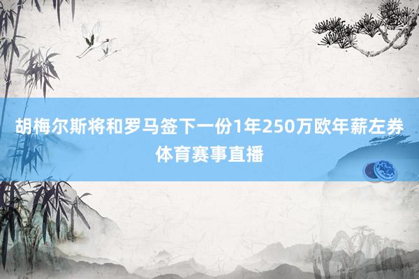 胡梅尔斯将和罗马签下一份1年250万欧年薪左券体育赛事直播