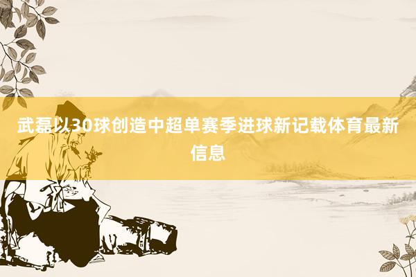 武磊以30球创造中超单赛季进球新记载体育最新信息