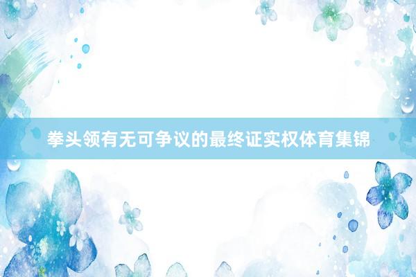 拳头领有无可争议的最终证实权体育集锦