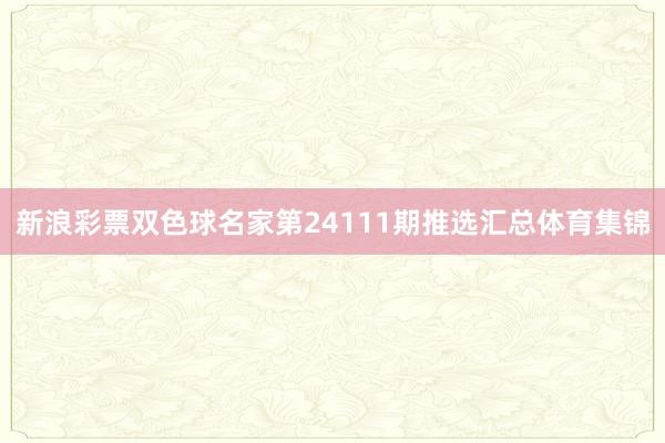 新浪彩票双色球名家第24111期推选汇总体育集锦