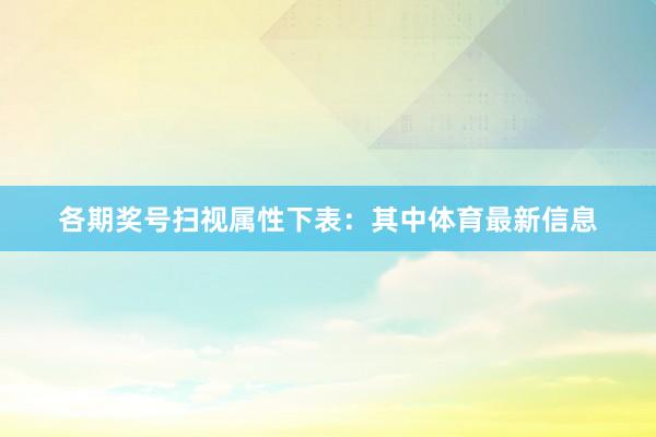 各期奖号扫视属性下表：　　其中体育最新信息