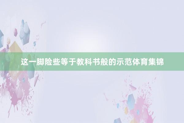 这一脚险些等于教科书般的示范体育集锦
